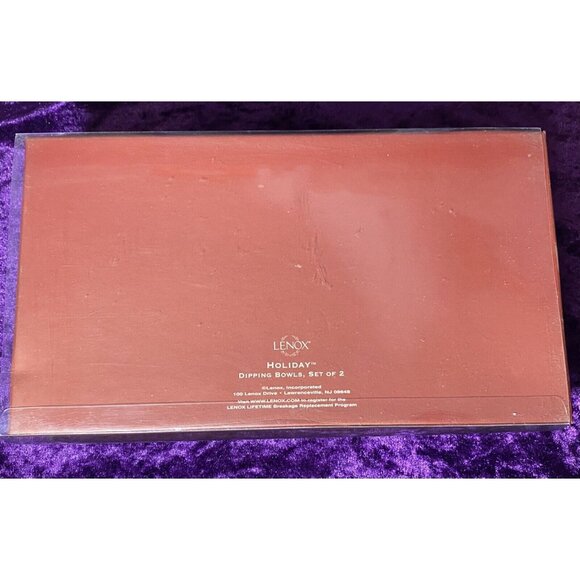 Lenox Holiday Christmas Dipping Bowl Set Of 2 Square Holly and Berry Design - Picture 8 of 8